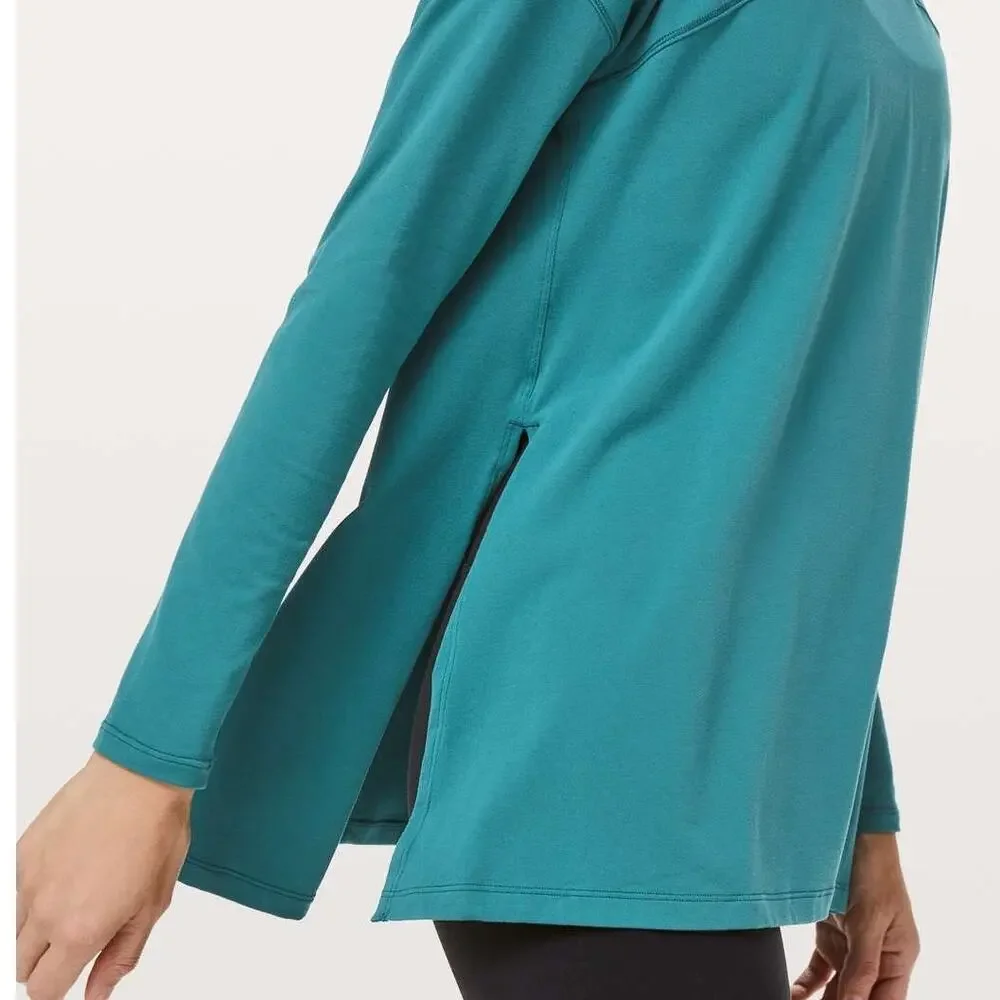 Lululemon Hit Unwind Long Sleeve Tonic Teal Blue Size 12 Rulu Side Tie Loose Fit